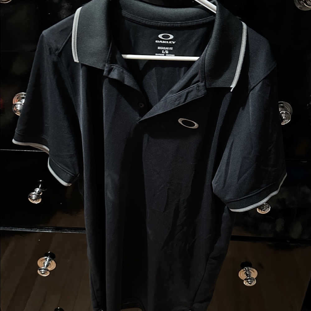 Oakley Black Polo with White Trim